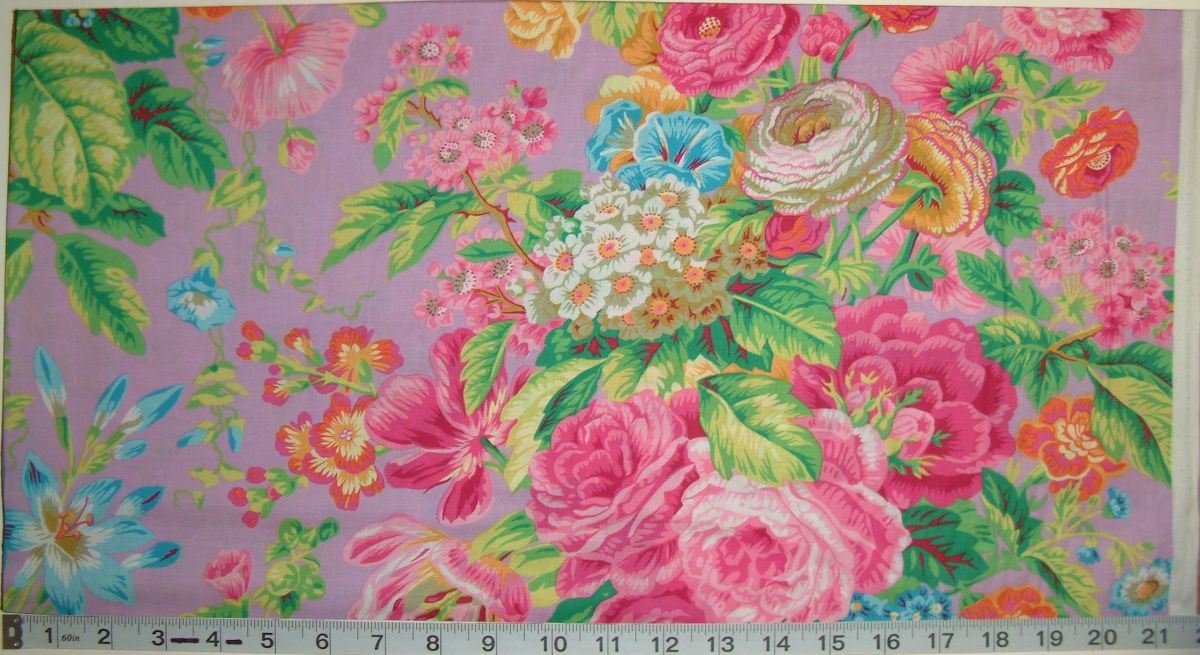 Kaffe Fassett Fabric: FLORAL DELIGHT, PWPJ-075-Lavender, sold in 1/2 ...