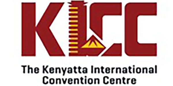 Logo of Kenyatta International Convention Centre in red and yellow colors.