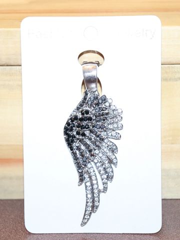 Wing Pendent with 3 color rhinestones and magnetic connection clasp., For quick removal or change ou