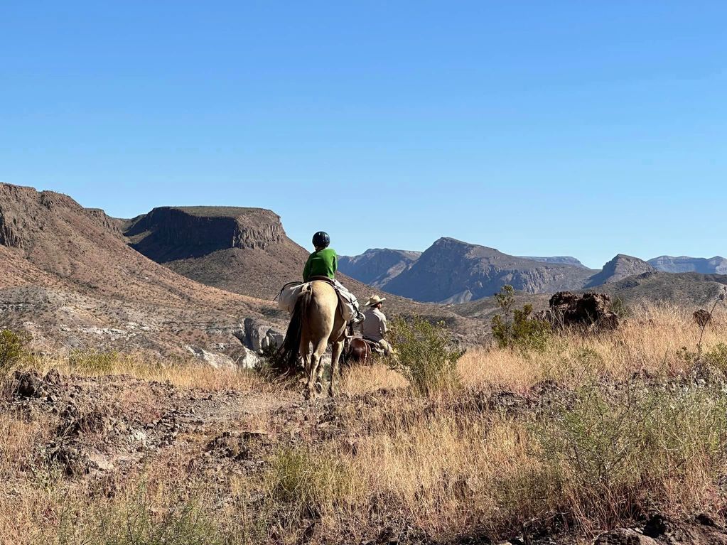 Riders on horseback in the rugged Big Bend Country