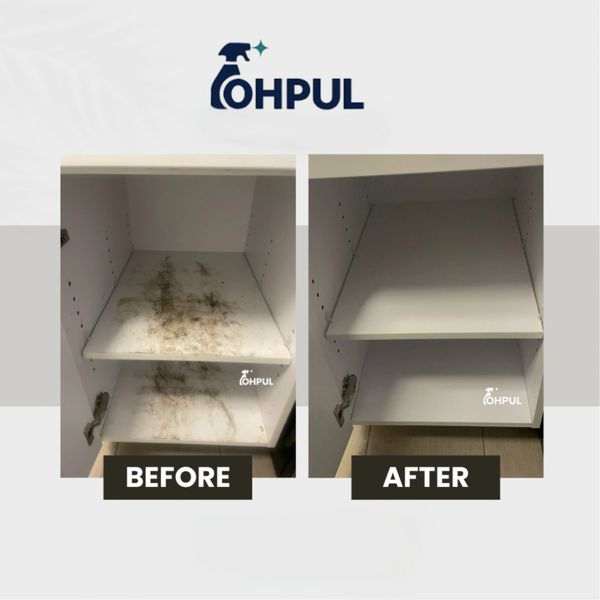 Cupboard Deep Cleaning before and after results. 