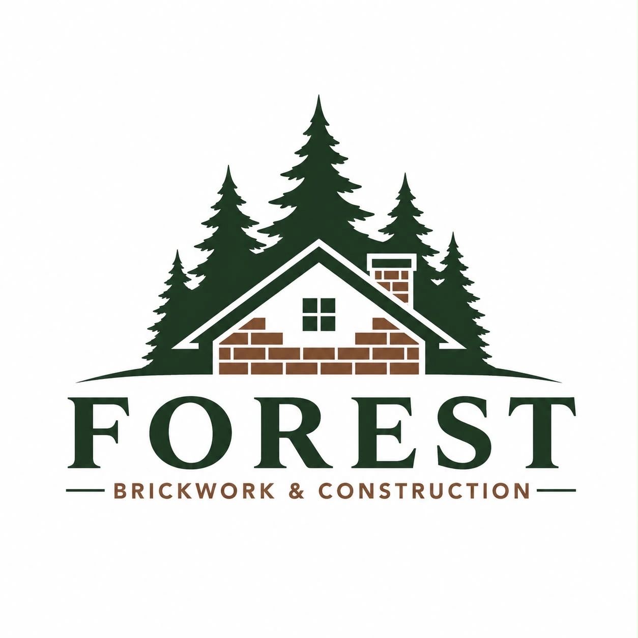 Logo of Forest Brickwork & Construction with a house and trees.