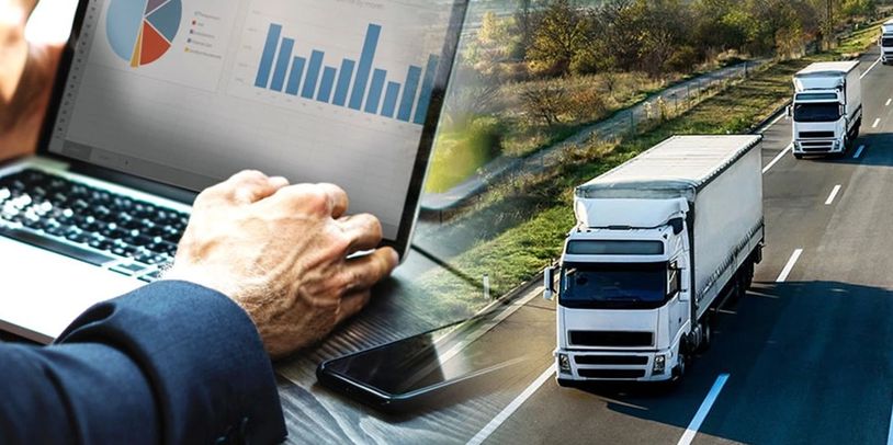 A person analyzing fleet and transport performance and optimization for profitability.