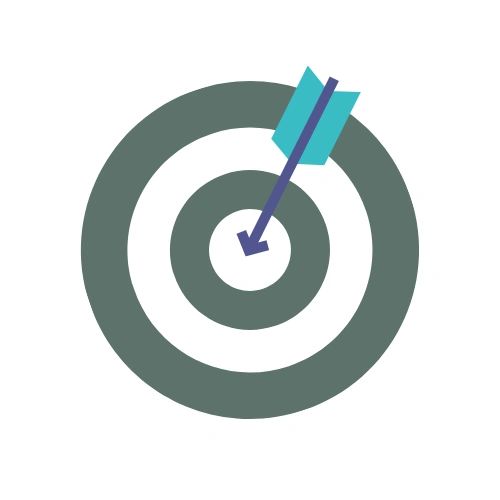 Arrow hitting the bullseye on a target.