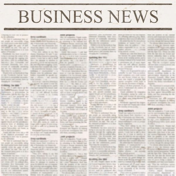 Newspaper page with the title Business News, 6 columns of text are beneath the title