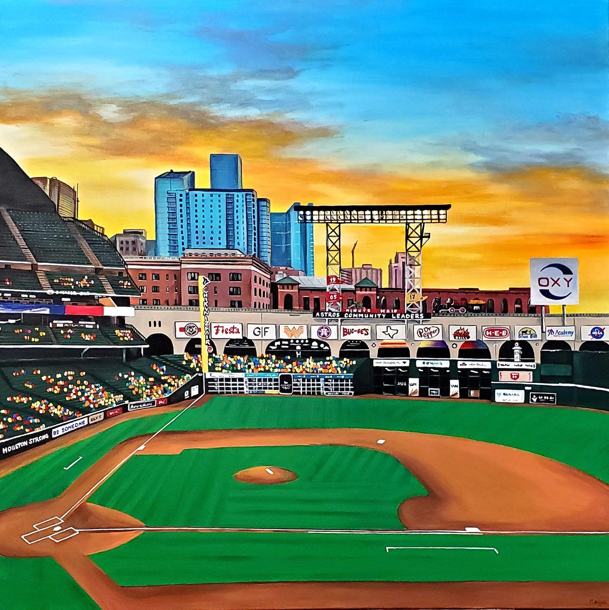 Minute Maid Park at Night Painting by Asiya Nouretdinova