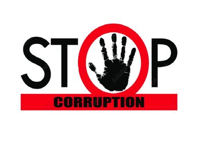 Sign that reads stop corruption.