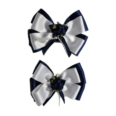 Navy Blue and White Bows