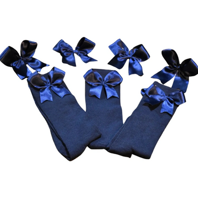 Navy Blue Socks and Blue Bows