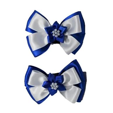 Royal Blue and White Bows