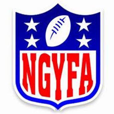Logo of NGYFA with a football and stars.