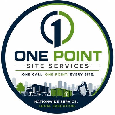Logo for One Point Site Services featuring construction equipment.