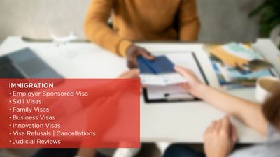 A consultation about various immigration visa options at a desk.