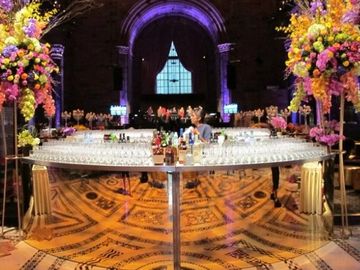 Semi Circle Gold Panel Mirror Bar Rental Chicago, IL