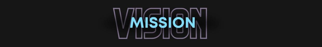 Graphic text displaying 'MISSION' overlaid on 'VISION' against a black background.