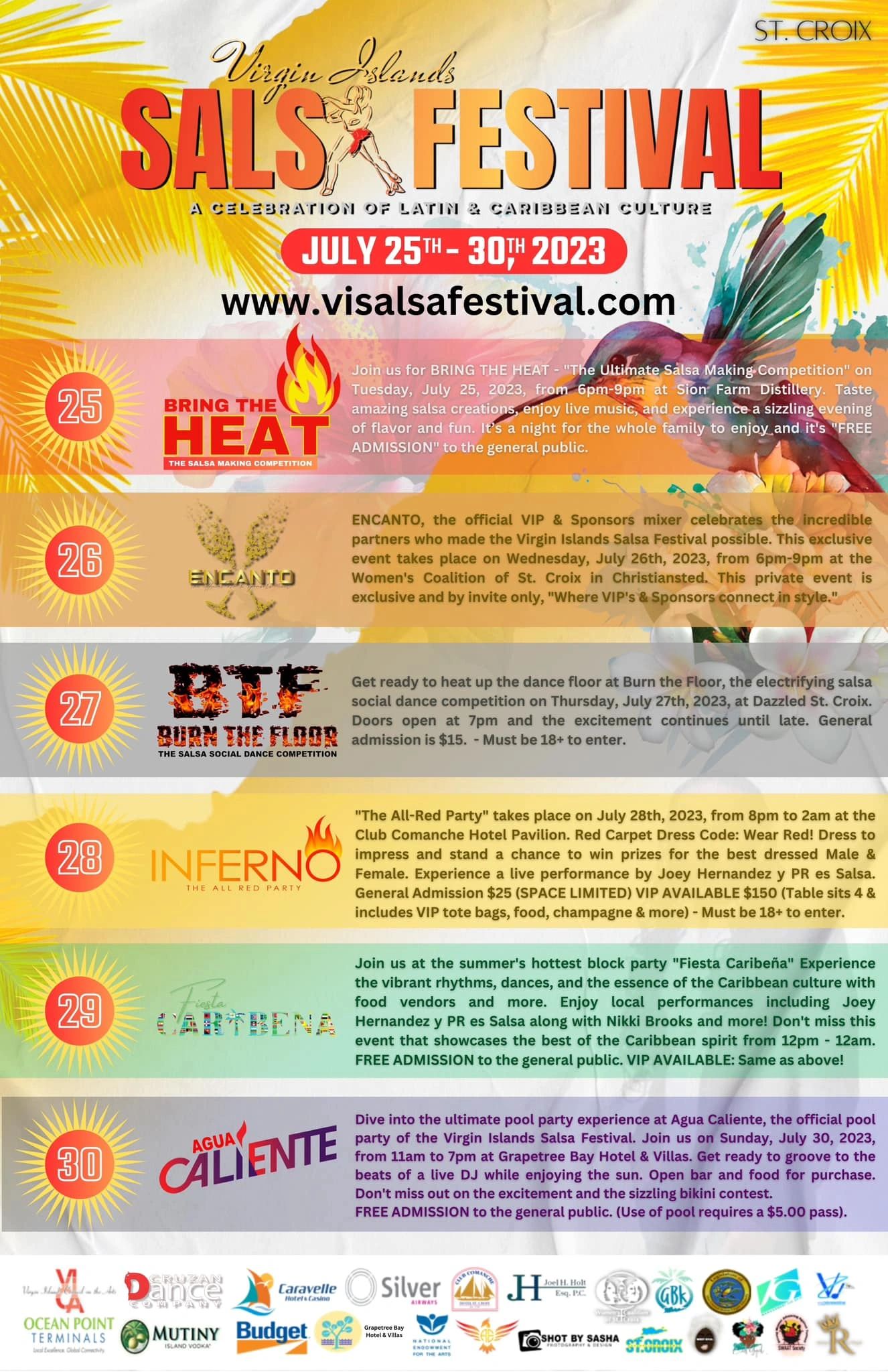 Virgin Islands Salsa Festival Full Schedule