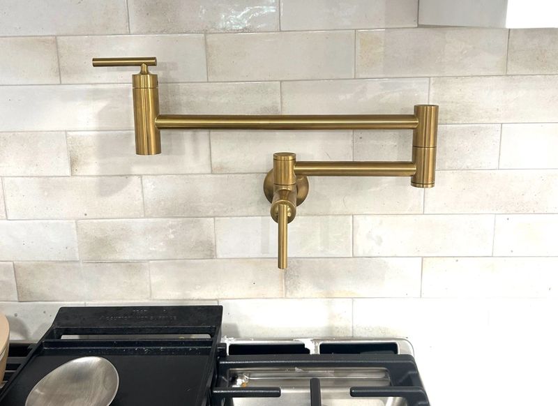 brand new faucet fixture in remodeled home kitchen