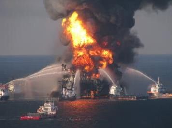 Oil platform fire