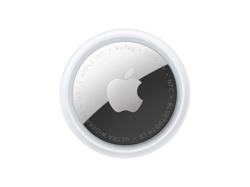 Apple AirTag in white and black design.