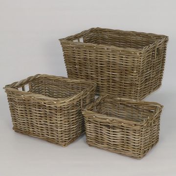 set of storage rattan baskets