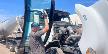 Windshield replacement and windshield repair on semi-trucks. 