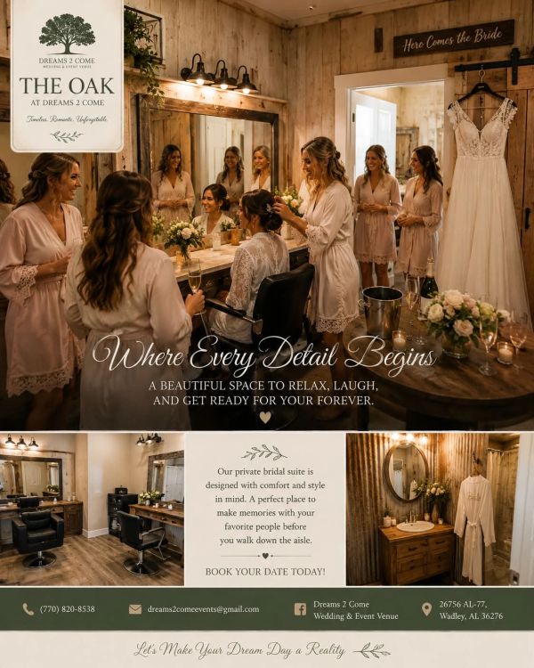 Bridal suite for wedding preparation with cozy, stylish decor.