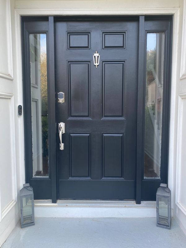 A close-up of the door after repairing