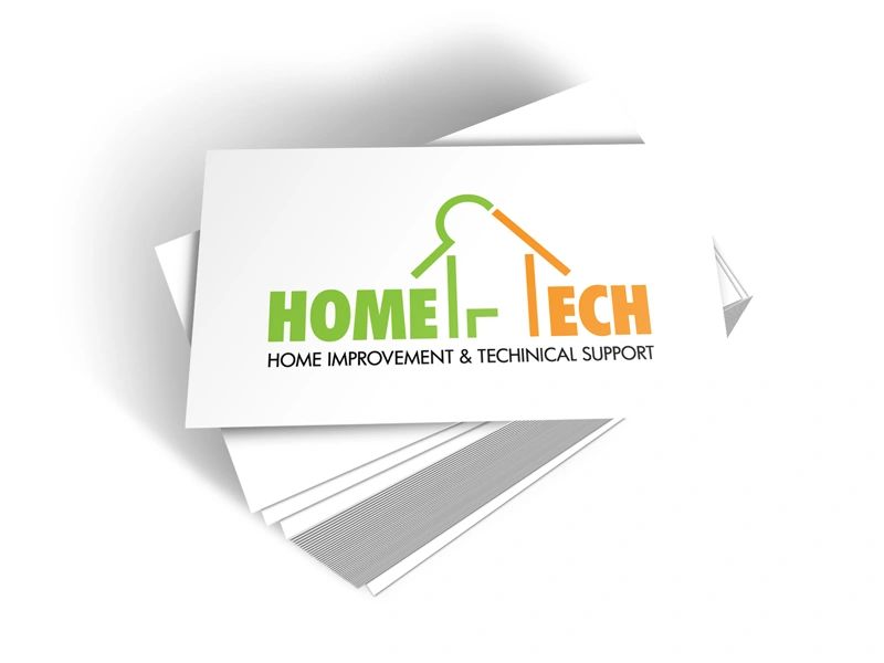 A close-up of the stack of Home Tech visiting cards