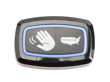 A rectangular sensor device with a waving hand icon and USA map logo.