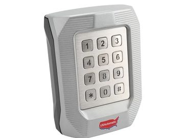A silver keypad lock with numeric buttons and a USAutomatic logo.