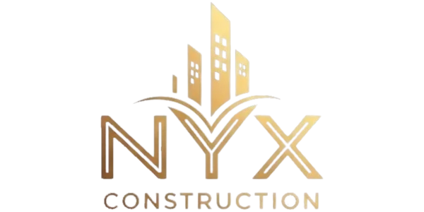 Golden NYX Construction logo with buildings above the text.
