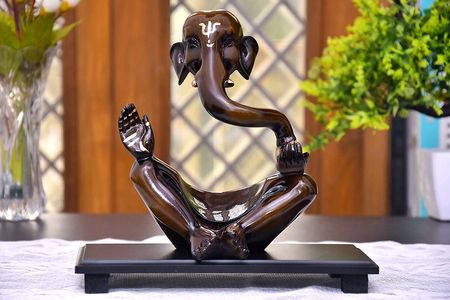 Modern Art Ganesha Idol with Wooden Tray Ganesha Idol for Home Decor,House Warming Gift