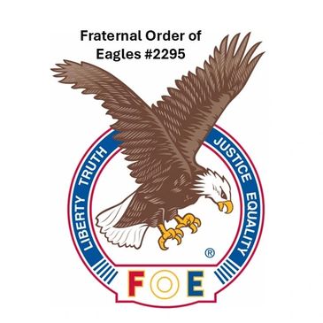 Logo of the Fraternal Order of Eagles with an eagle and motto.