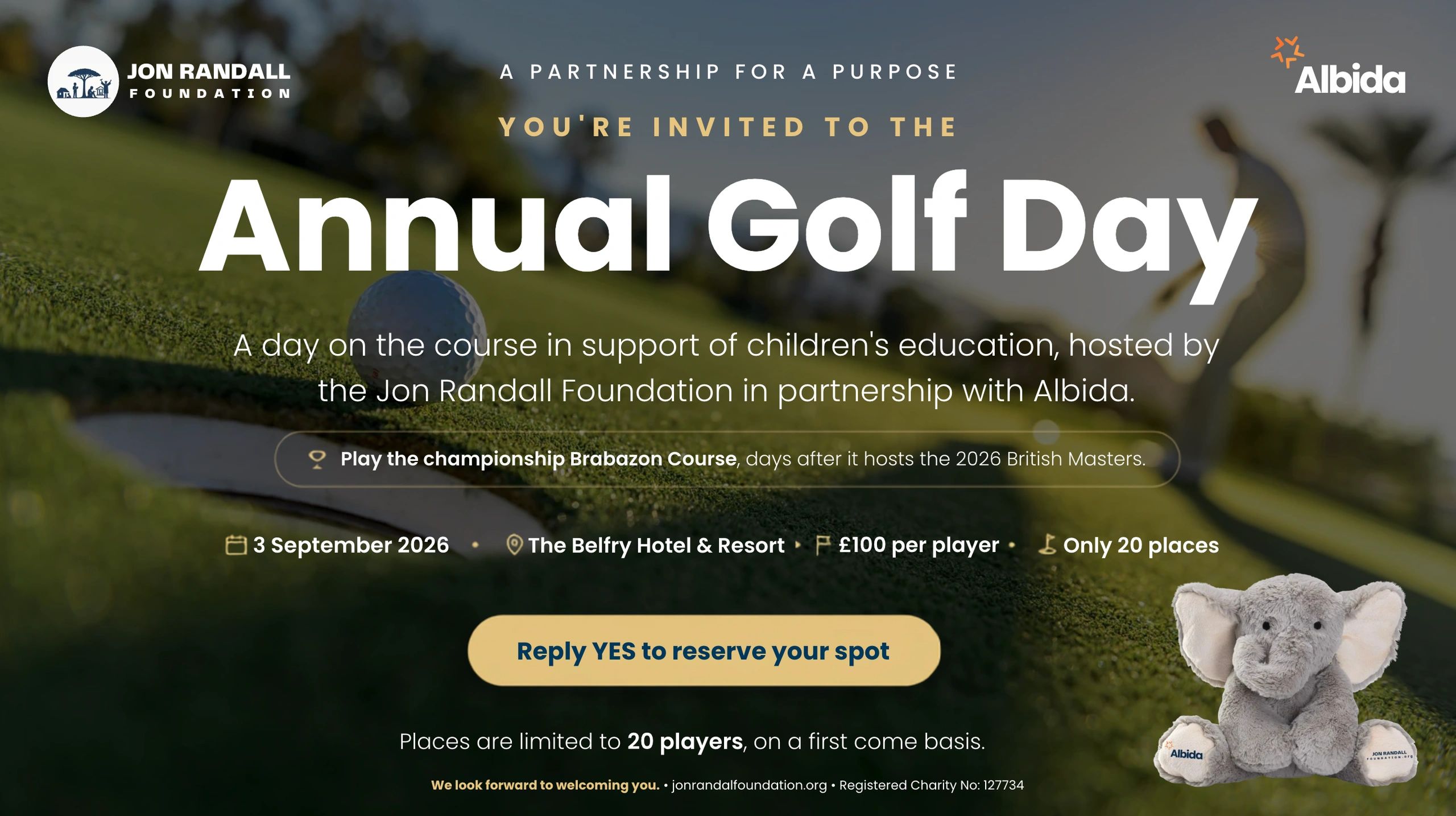 Invitation to the Annual Golf Day for children's education support.