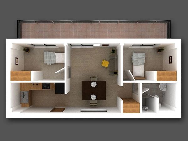 Layout of a double unit.