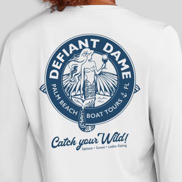 Catch your Wild with the Defiant Dame T-Shirt for Palm Beach Boat Tours in Palm Beach, Florida.