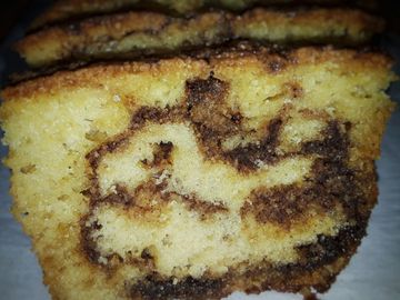 A slice of our cinnamon swirl quick bread