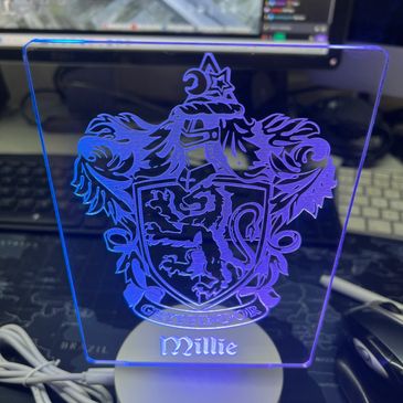 Acrylic night light engraved with image and childs name