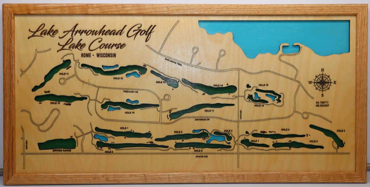 Lake Arrowhead - Lakes Golf Course, Wisconsin - Custom Laser Engraved