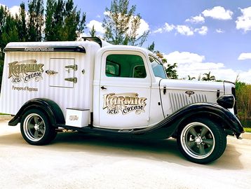 Karmic Ice Cream's 1935 Ford Hot Rod Ice Cream truck in Ft Lauderdale