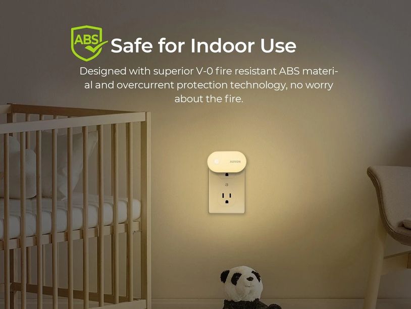 Soft hallway nightlight guiding parents during late-night feedings; baby safe and nursery friendly.