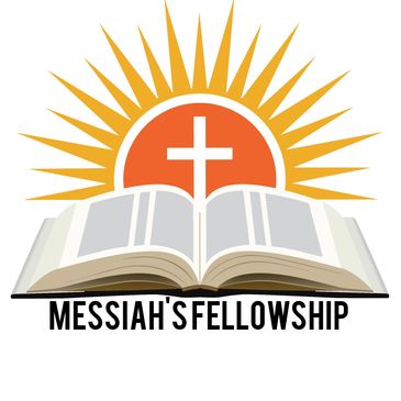Open Bible with a cross and sunburst, symbolizing faith, labeled Messiah's Fellowship.