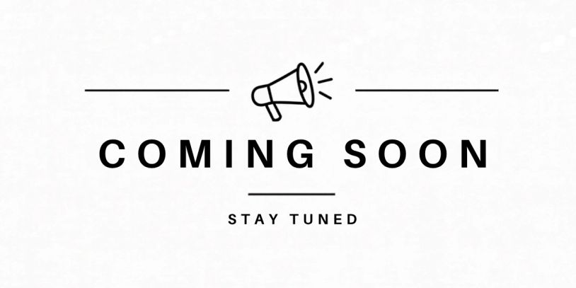 Coming soon announcement with a megaphone icon.