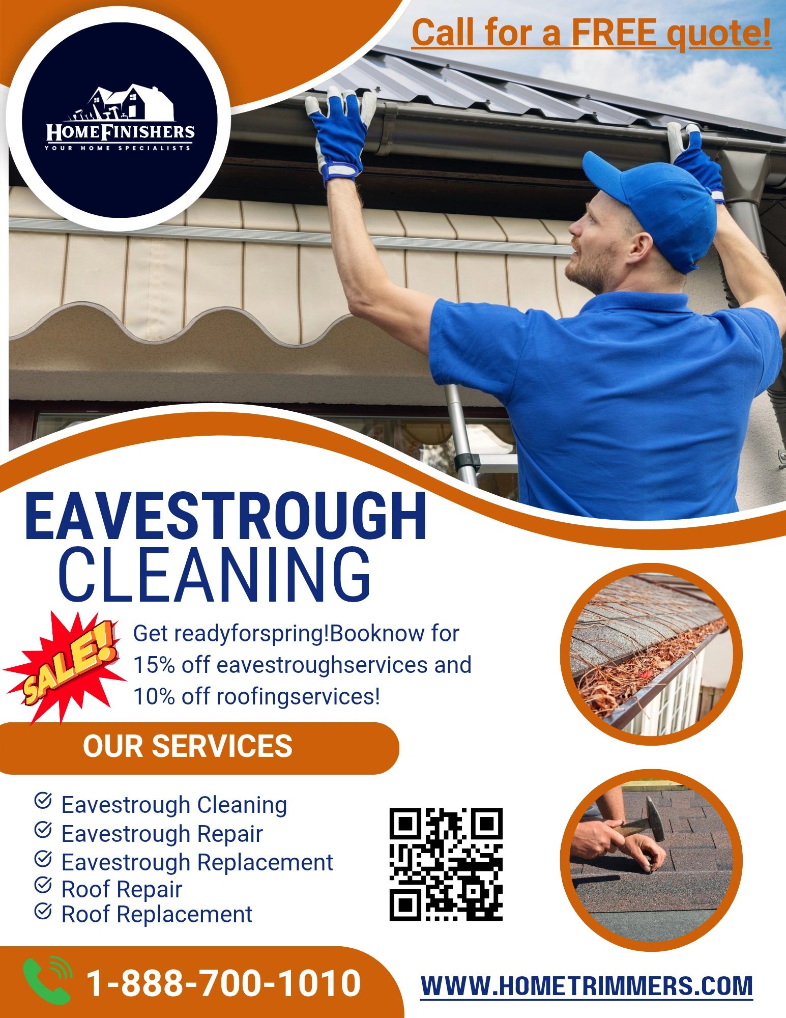 Professional eavestrough cleaning and repair services with special discounts available now.