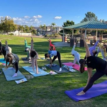 Success Yoga Practice in the park for Bat Mitzvah Israeli club