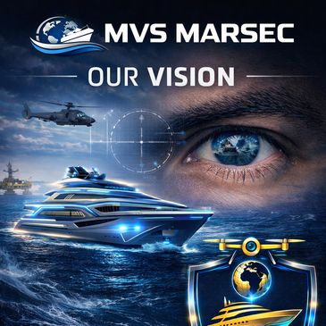 MVS MARSEC vision with futuristic ship, helicopter, and eye symbol.
