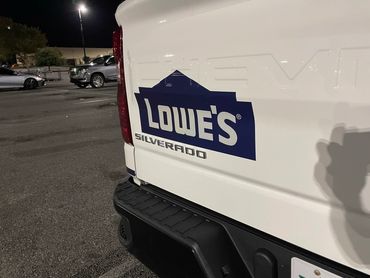 Lowes truck with reflective decal logo