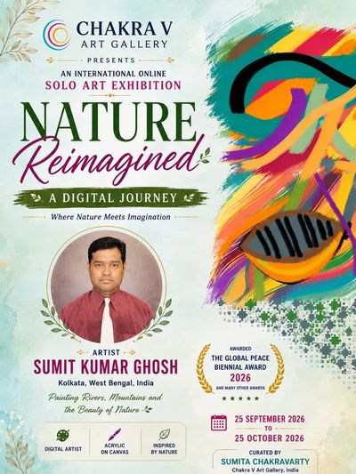 Poster for an online art exhibition 'Nature Reimagined' by Suimit Kumar Ghosh.