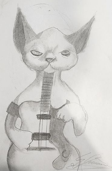 Cat guitar chimera inspired by DallE