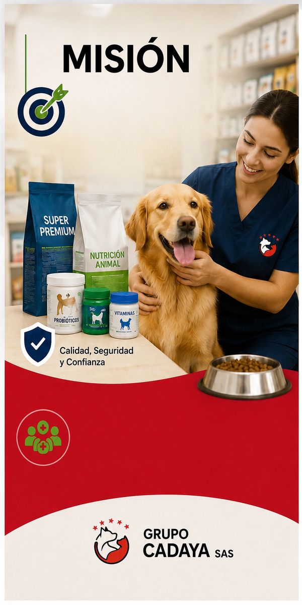 Veterinarian with golden retriever and pet nutrition products promoting quality and trust.